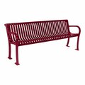 Ultra Site Lexington 6' Burgundy Slat Bench with Backrest 75'' x 26 7/8'' x 35 1/2'' 38A954S6BG